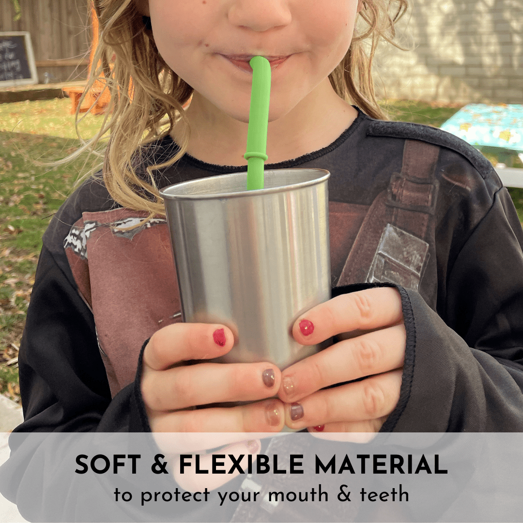 Build-A-Straw Reusable Silicone Straws Family Pack with Storage Container - Big Bee, Little Bee