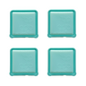 Four teal square containers with rounded corners, arranged in a two-by-two grid on a white background. Each lid features a subtle honeycomb pattern embossed on the surface.